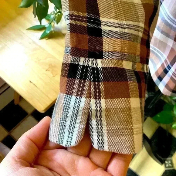 Dress barn blazer women , linen blend brown& white plaid soft blazer Size Medium - Picture 5 of 7